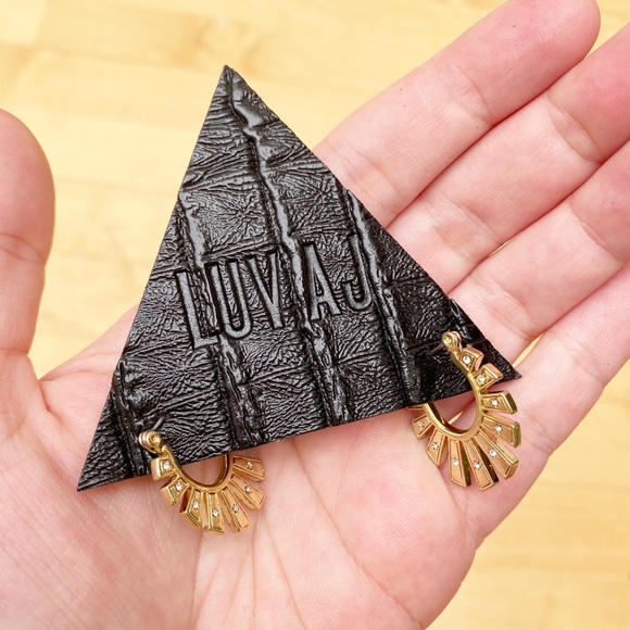 LUV AJ Gold Plated Swarovski Crystal Hoops - Picture 5 of 8